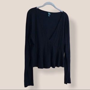 Wild Fable black ribbed v-neck top size XXL